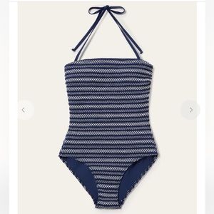 Boden Navy Smocked Bandeau Swim One piece Swimsuit NWT Size 6